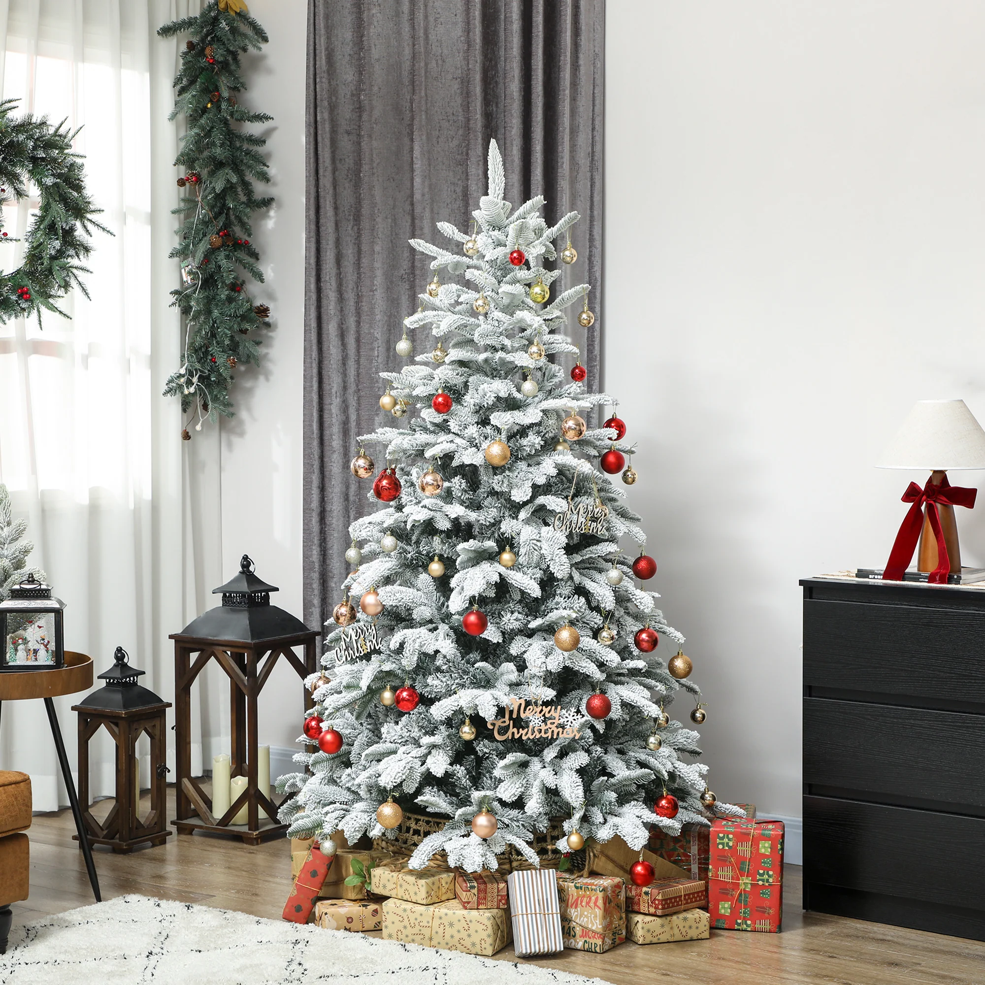 6ft Christmas Tree Artificial - White Frosted Green 1182 Tips - Image 2