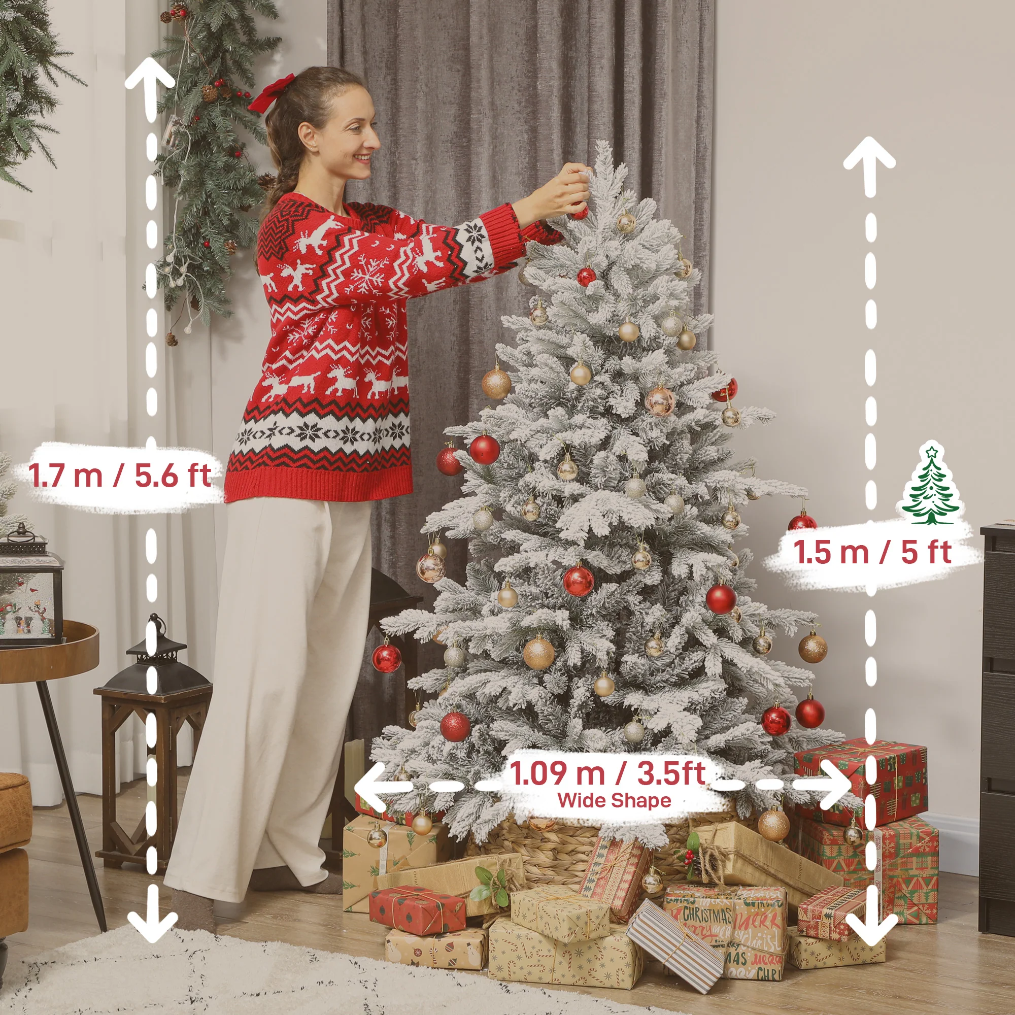 5ft Christmas Tree Artificial - White Frosted Green 936 Tips - Image 3
