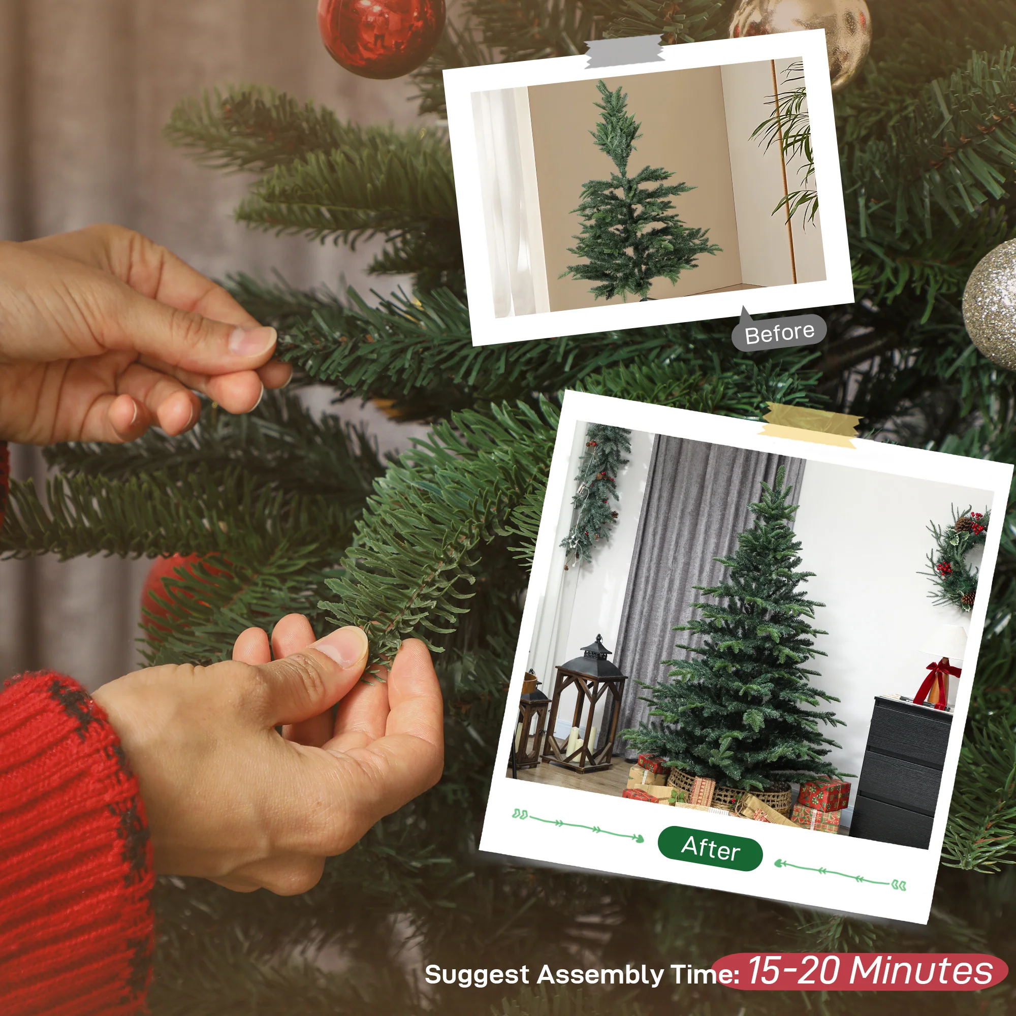 6ft Christmas Tree Artificial - 1062 Tips - Image 7