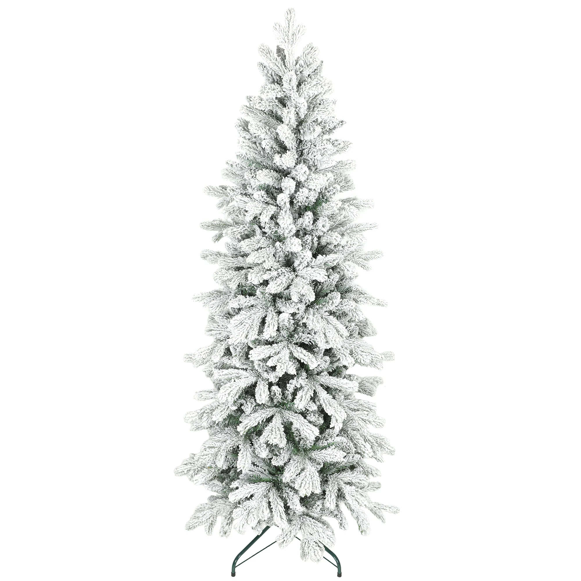 6ft Slim Christmas Tree Artificial - White Frosted Green 756 Tips